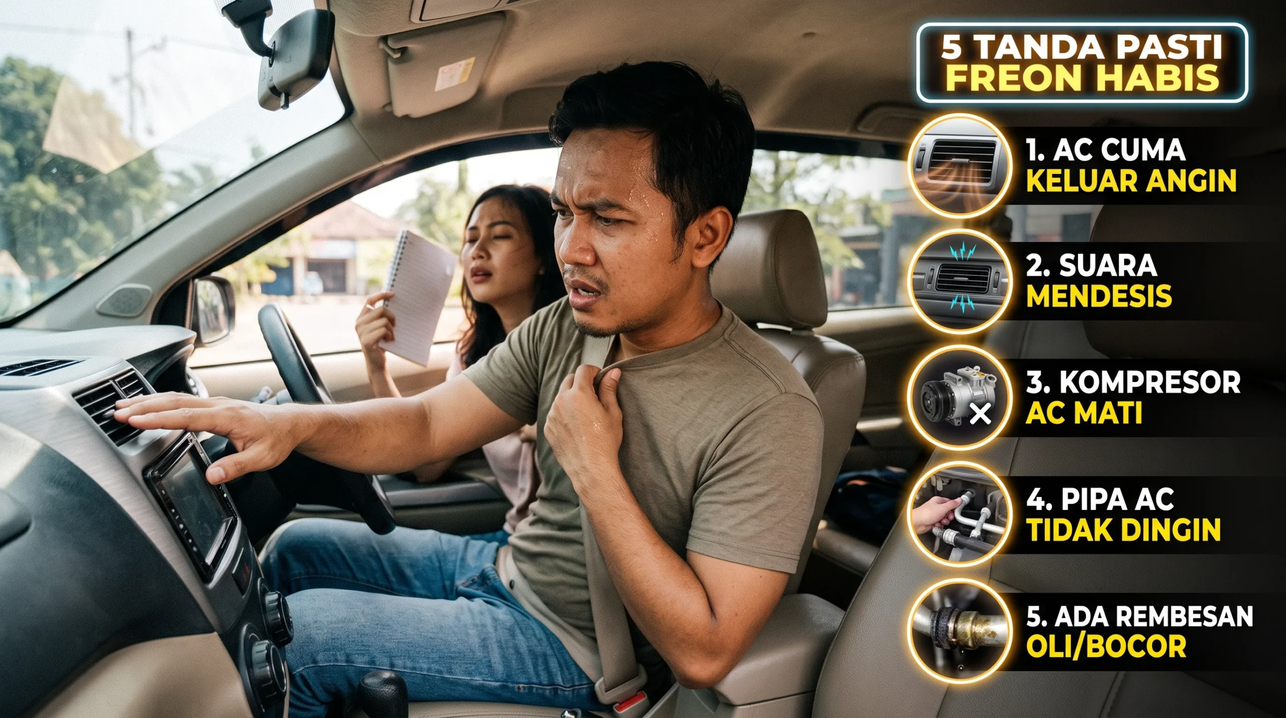 AC Mobil Cuma Keluar Angin? Kenali 5 Tanda Pasti Freon Habis dan Penyebab Bocornya